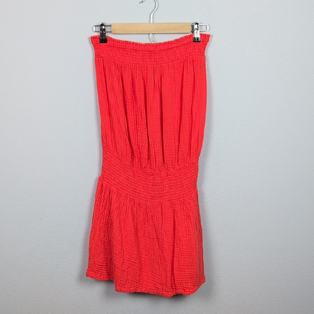 Michael Stars Red Strapless Midi Dress Fit and Flare